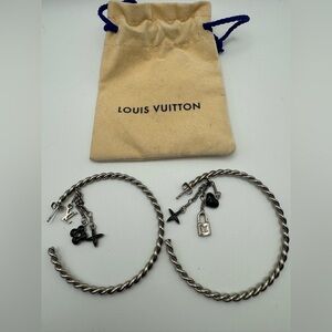 Louis Vuitton Silver Monogram Hoop Earrings